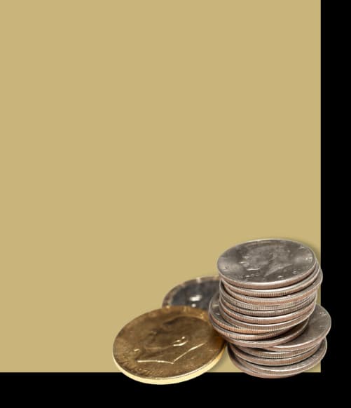 A stack of silver coins